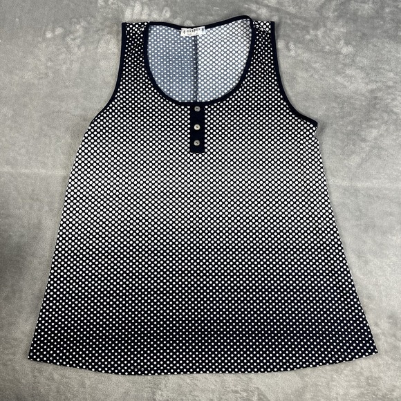 Agenda Tops - Agenda‎ Women's Blouse Tank Top Sleeveless Sz L Blue/White Dots Beach Nautical